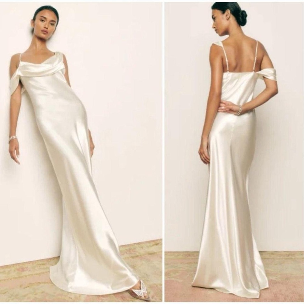 NWT tags Reformation Ronda Silk Maxi Dress - Size 4 Ivory